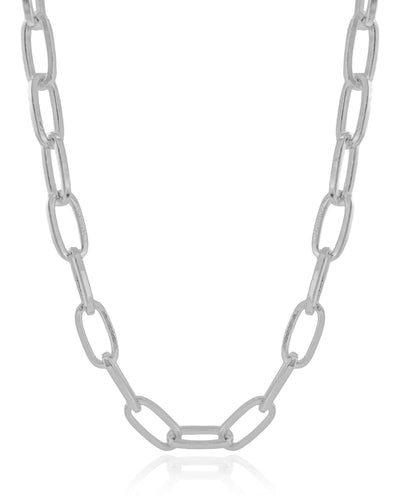 Choker Elos Ovais 9 mm Ródio Branco