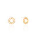 Brinco Redondo Elos Pontos de Luz Cristal 1.5 cm Banhado a Ouro 18K