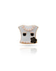 Broche Blazer Esmaltado Branco com Pérolas e Flor