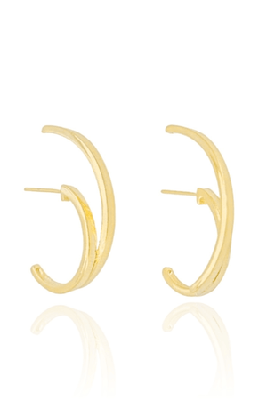 Ear Hook Dois Filetes Liso Banhado a Ouro 18K
