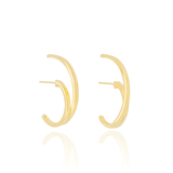 Ear Hook Dois Filetes Liso Banhado a Ouro 18K