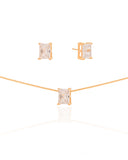 Conjunto Retangular Cristal  Banhado a Ouro 18K