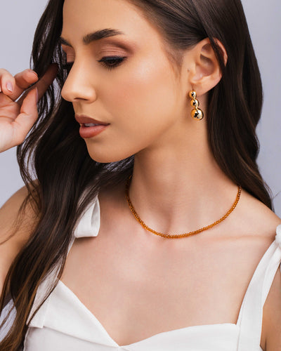 Choker Cristais Champagne Banhado a Ouro 18K - 31 cm