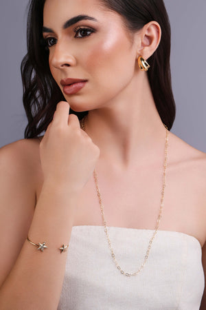 Gargantilha Longa Corações 4 mm Banhado a Ouro 18K - 70 cm