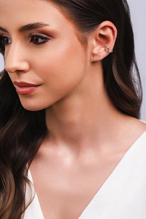 Piercing Entrelaçado Baguetes Cristal Banhado a Ouro 18K