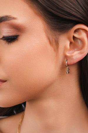 Brinco Argola Click Infinito Cravejado Colorido Banhado a Ouro 18K