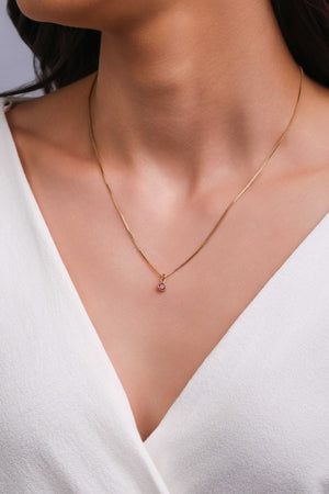 Gargantilha Ponto de Luz Rubi 4 mm Banhado a Ouro 18K - 40 cm