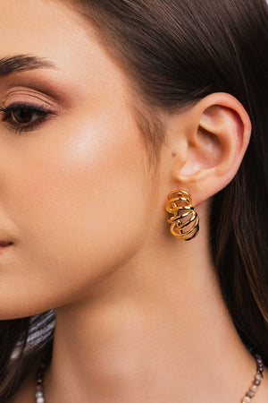 Brinco Entrelaçados Liso 2.6 cm Banhado a Ouro 18K