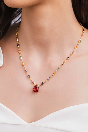 Gargantilha Gotas Coloridas Banhado a Ouro 18K - 45 cm