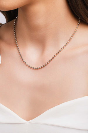 Gargantilha Bolinhas Lisas 3 mm Ródio Branco - 40+5 cm