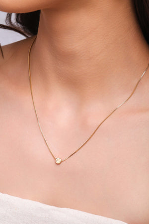 Gargantilha Veneziana Pingente Redondo Liso Banhado a Ouro 18K - 45 cm