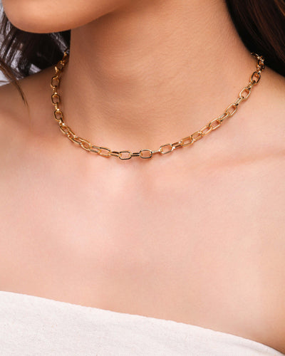 Choker Elos Ovais Banhado a Ouro 18K - 30 cm
