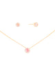 Conjunto Safira Rosa Cravejado Banhado a Ouro 18K