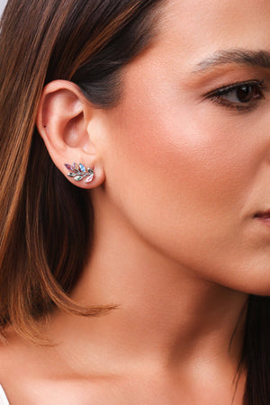 Brinco Flor Colorida Banhado a Ouro 18K