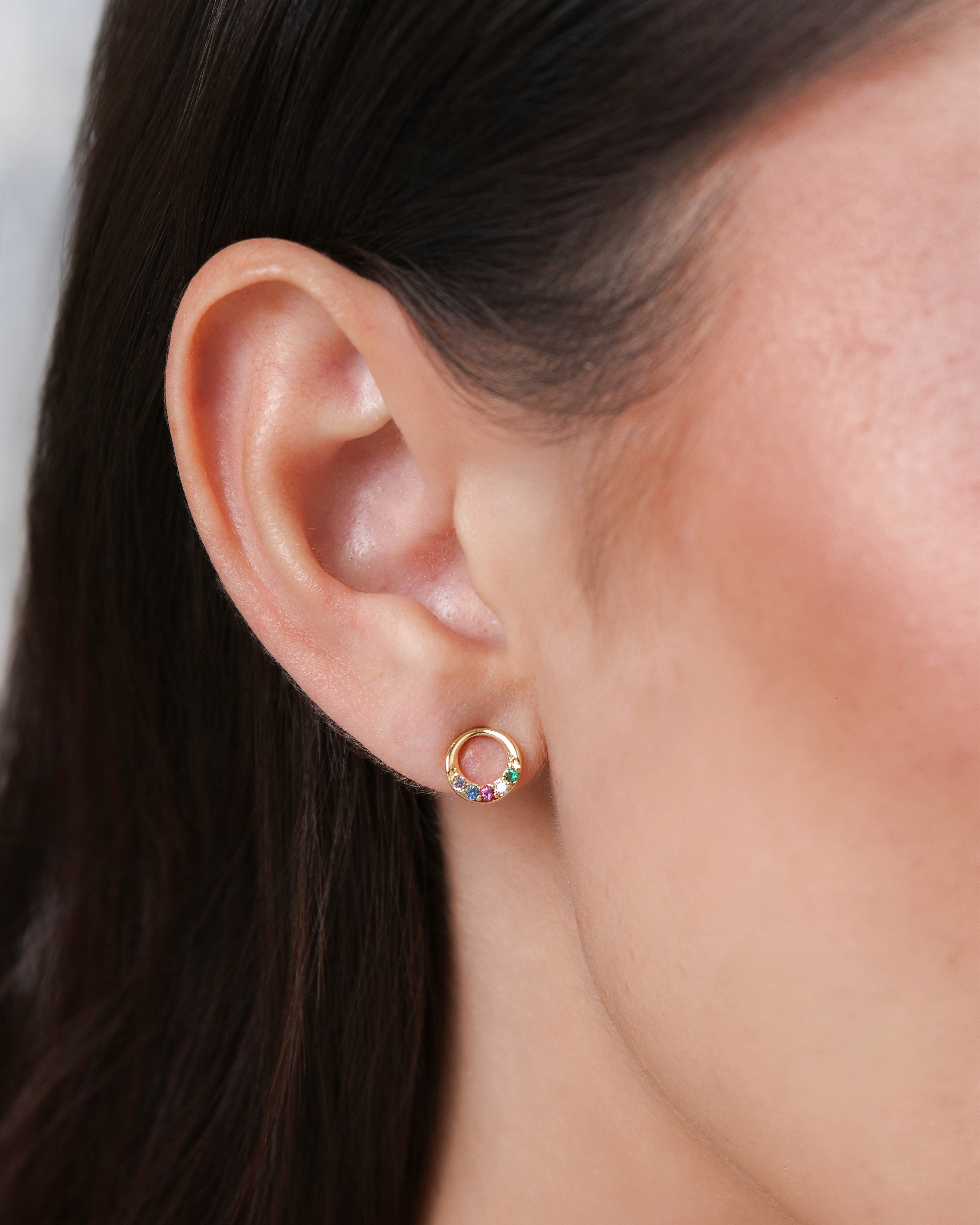 Circulo Colorido 8 mm Banhado a Ouro 18K