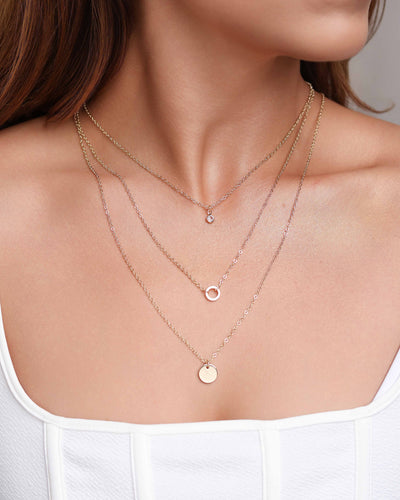 Colar Tripla Ponto de Luz com Círculos Banhado a Ouro 18K - 40 cm