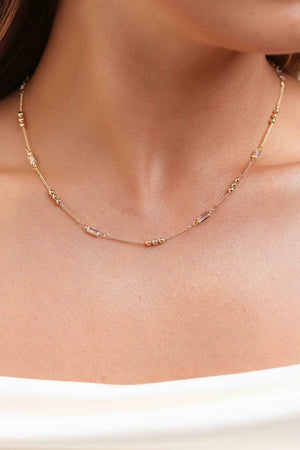 Gargantilha Cartier Retangulos Cristal Banhado a Ouro 18K - 45 cm