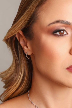 Brinco Argola Ponto de Luz Cravejado Ródio Branco