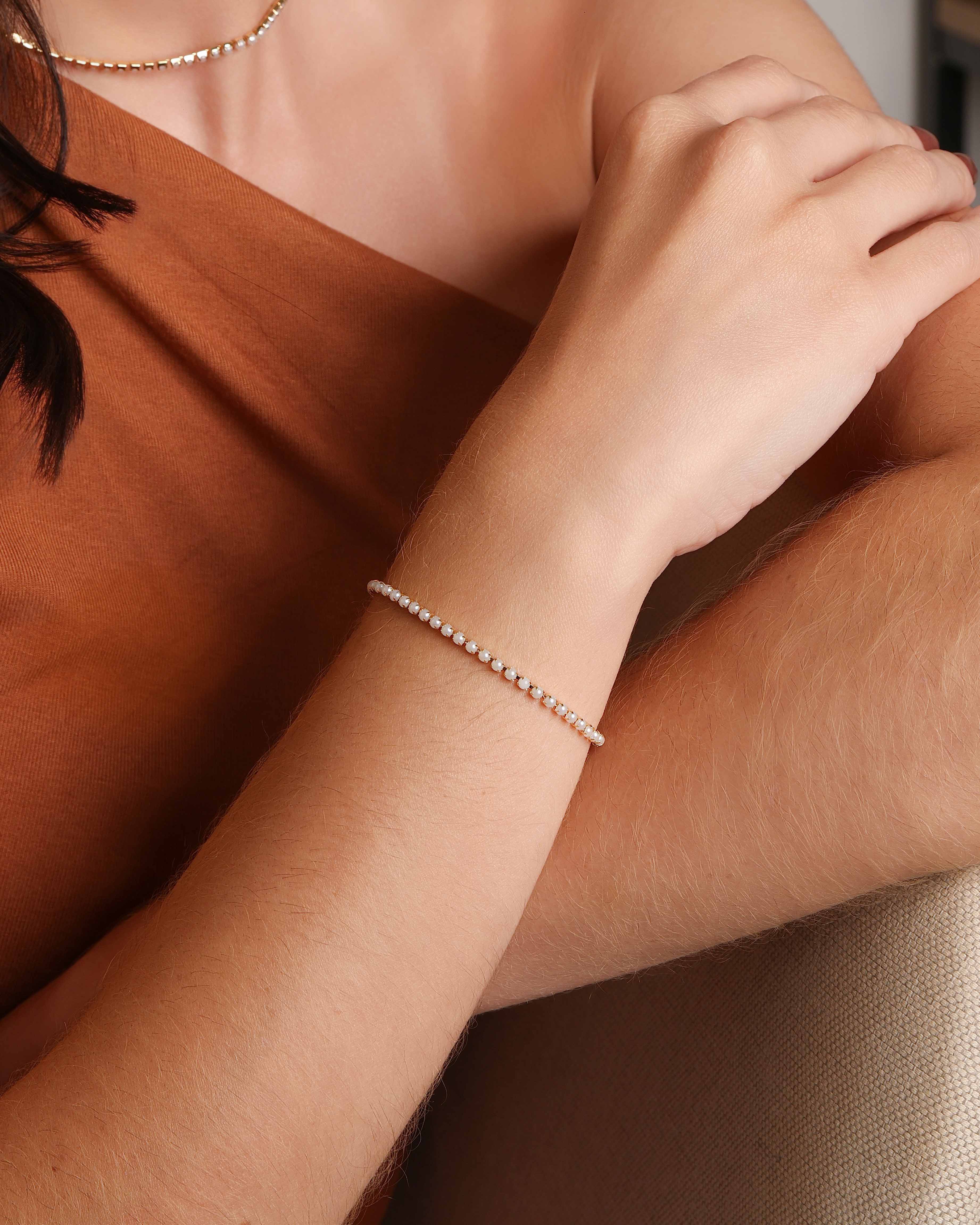 Pulseira Pérola 2 mm Banhado a Ouro 18K