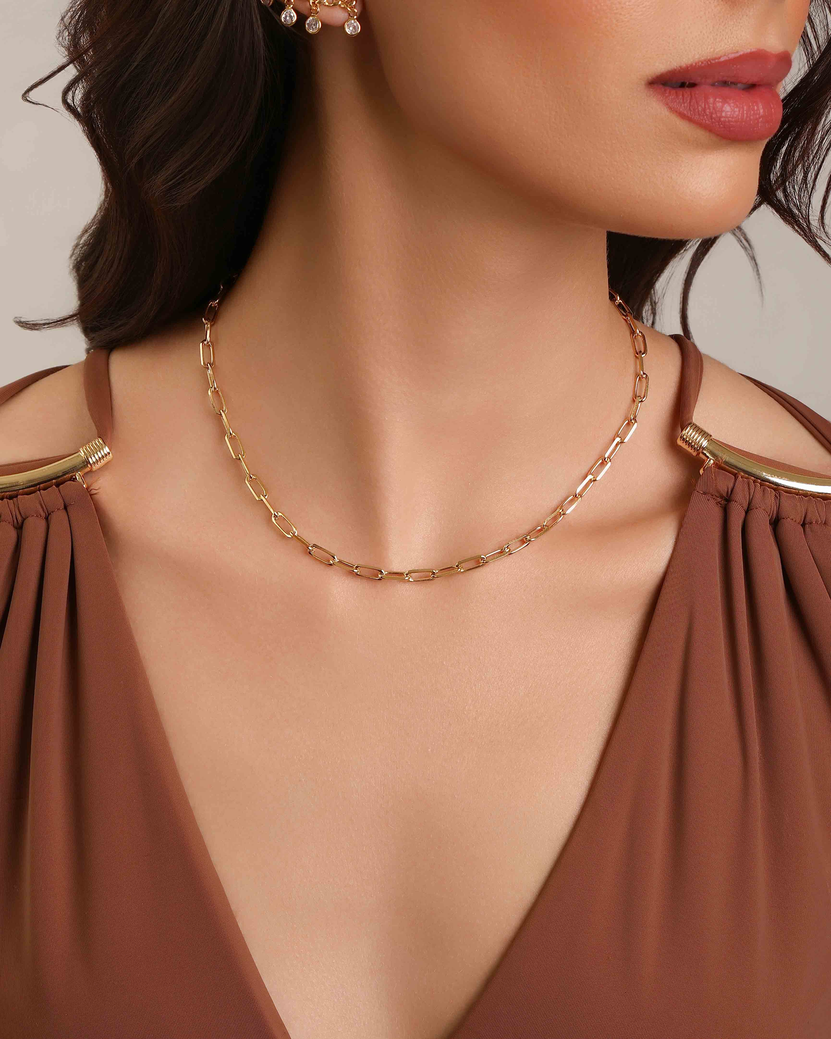 Gargantilha Elos Ponto de Luz Cristal Banhada a Ouro 18K