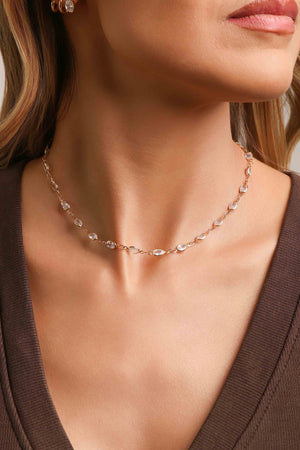 Choker Zircônias Oval Banhado a Ouro 18K