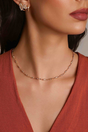 Choker Zircônia Navete Banhado a Ouro 18K - 32 cm