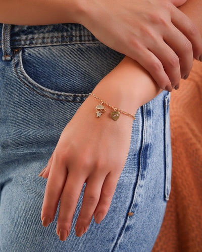 Pulseira Filho Menino Coração com Amor Banhado a Ouro 18K