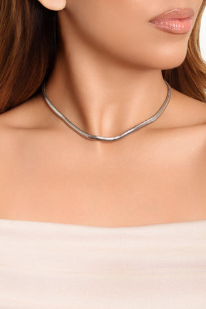 Choker Snake Ródio Branco - 32 cm