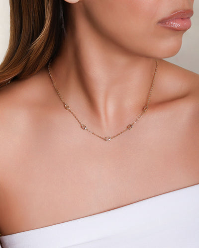 Colar Baguetes Citrino Banhado a Ouro 18K - 40 cm