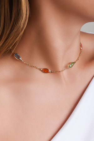 Choker Navetes Coloridos Banhado a Ouro 18K