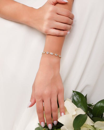 Pulseira Quadrados Cristais Banhado a Ouro 18K