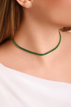 Choker Cristal Esmeralda Ródio Branco
