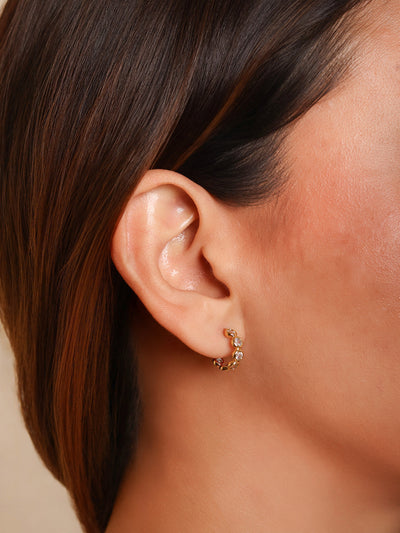 Brinco Argola Cristal 1.4 mm Banhado a Ouro 18K