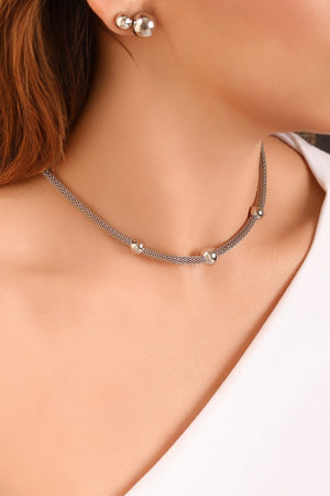 Choker Detralhada com Bolas Ródio Branco