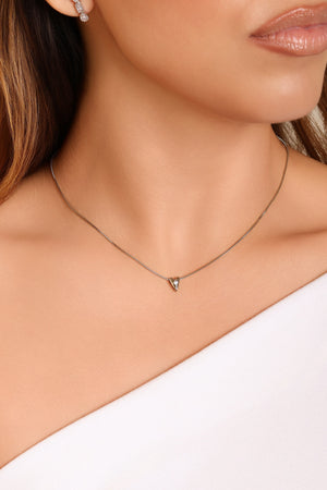 Choker Coração Ponto de Luz Ródio Branco