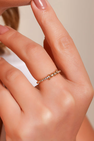 Anel Arame Cristal Cravejado Tamanho 14 Banhado a Ouro 18K