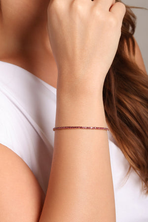 Pulseira Rivieira Safira Rosa 2 mm Maleável