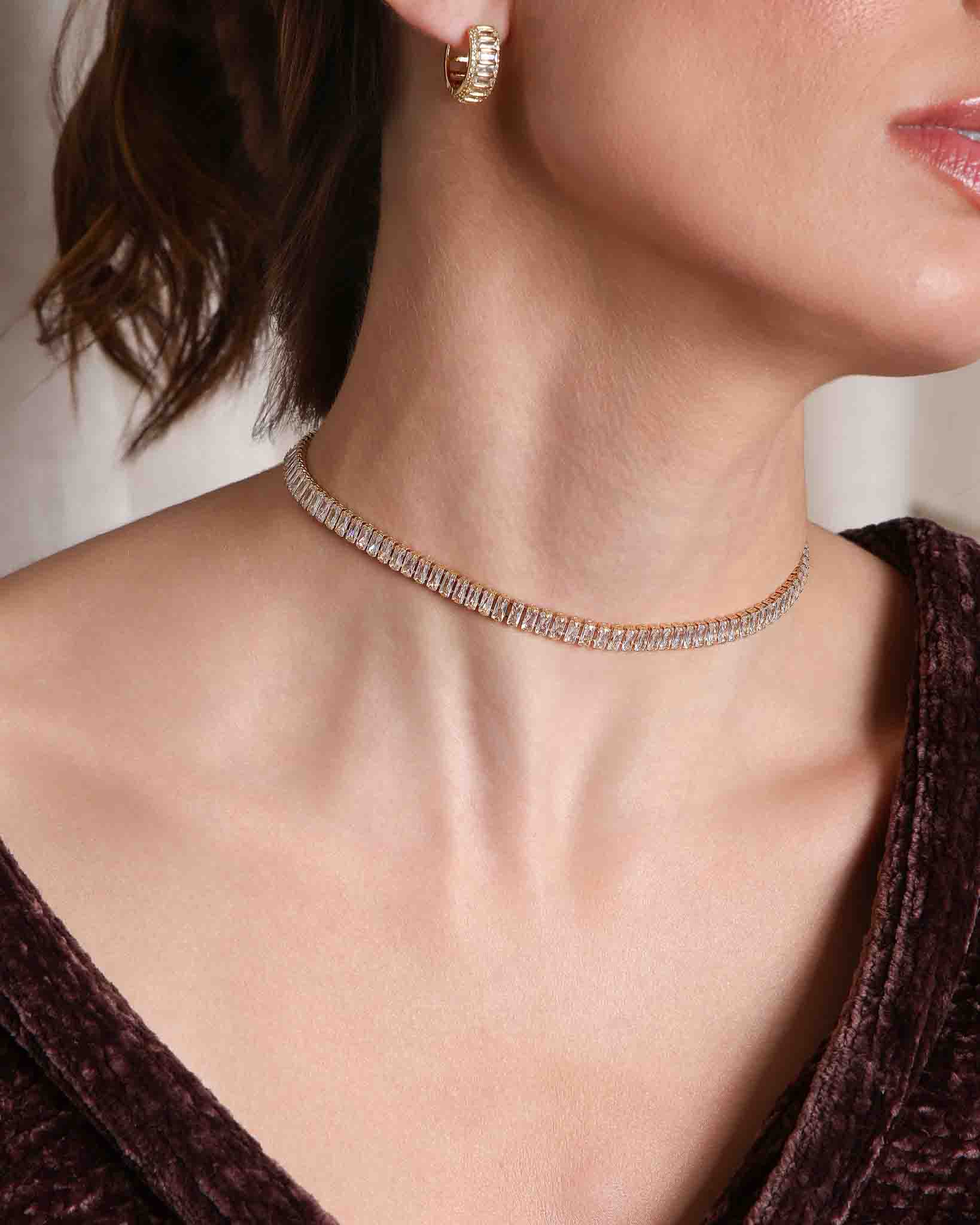 Choker Riviera Baguete Cristal