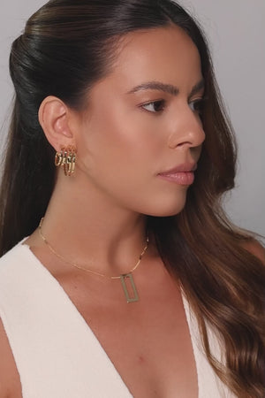 Gargantilha Gurmet Achatada Retangulo Vazado Liso Banhado a Ouro 18K - 40 cm
