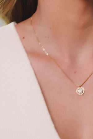 Gargantilha Veneziana Coração Cravejado Cristal Banhado a Ouro 18K - 40 cm