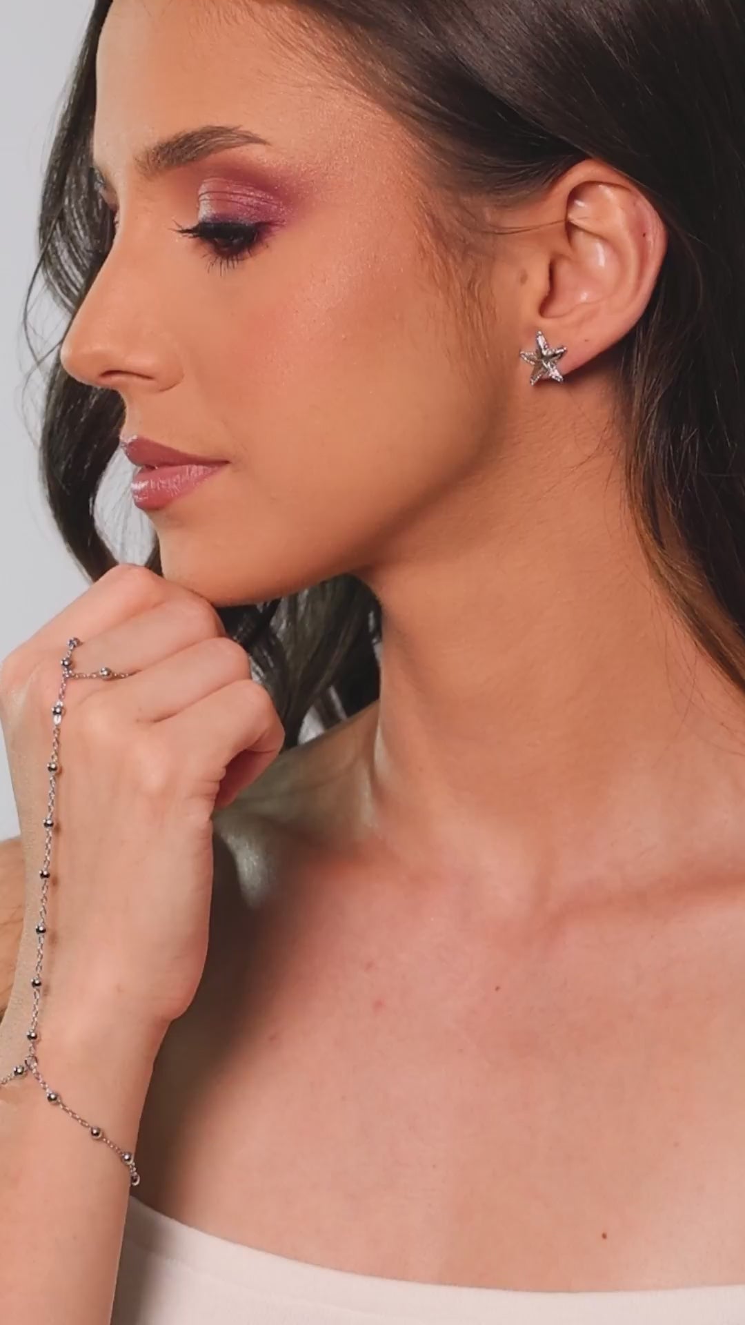 Brinco Estrela do Mar 1.5 cm Ródio Branco