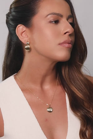 Gargantilha Elos Pingente Redondo Frisado 17 mm Banhado a Ouro 18K - 45 cm