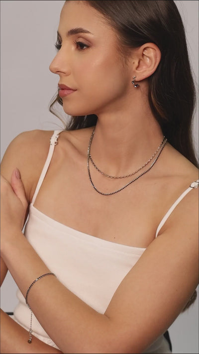 Choker Plaquinhas Lisas 3 mm Ródio Branco - 35 cm