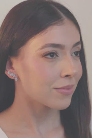 Ear Cuff Azul Topázio Cravejado Cristal com Gota Pendente