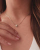 Conjunto Gargantilha Pingente e Brinco Oval Champagne com Borda Cristal