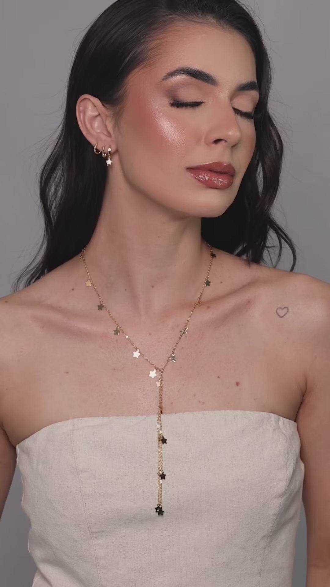 Gravata Elos Americanos Estrelas Lisas Banhado a Ouro 18K - 45 cm