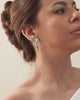 Brinco Folhas Cravejadas Cristal e Gota Pendente Rosa