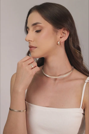 Aro Texturizado 5 mm Banhado a Ouro 18K