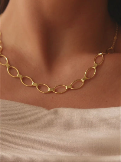 Colar Detalhes Vazados Banhado a Ouro 18K - 40 cm