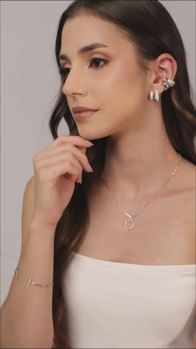 Bracelete Palito Cravejado Cristal Ródio Branco